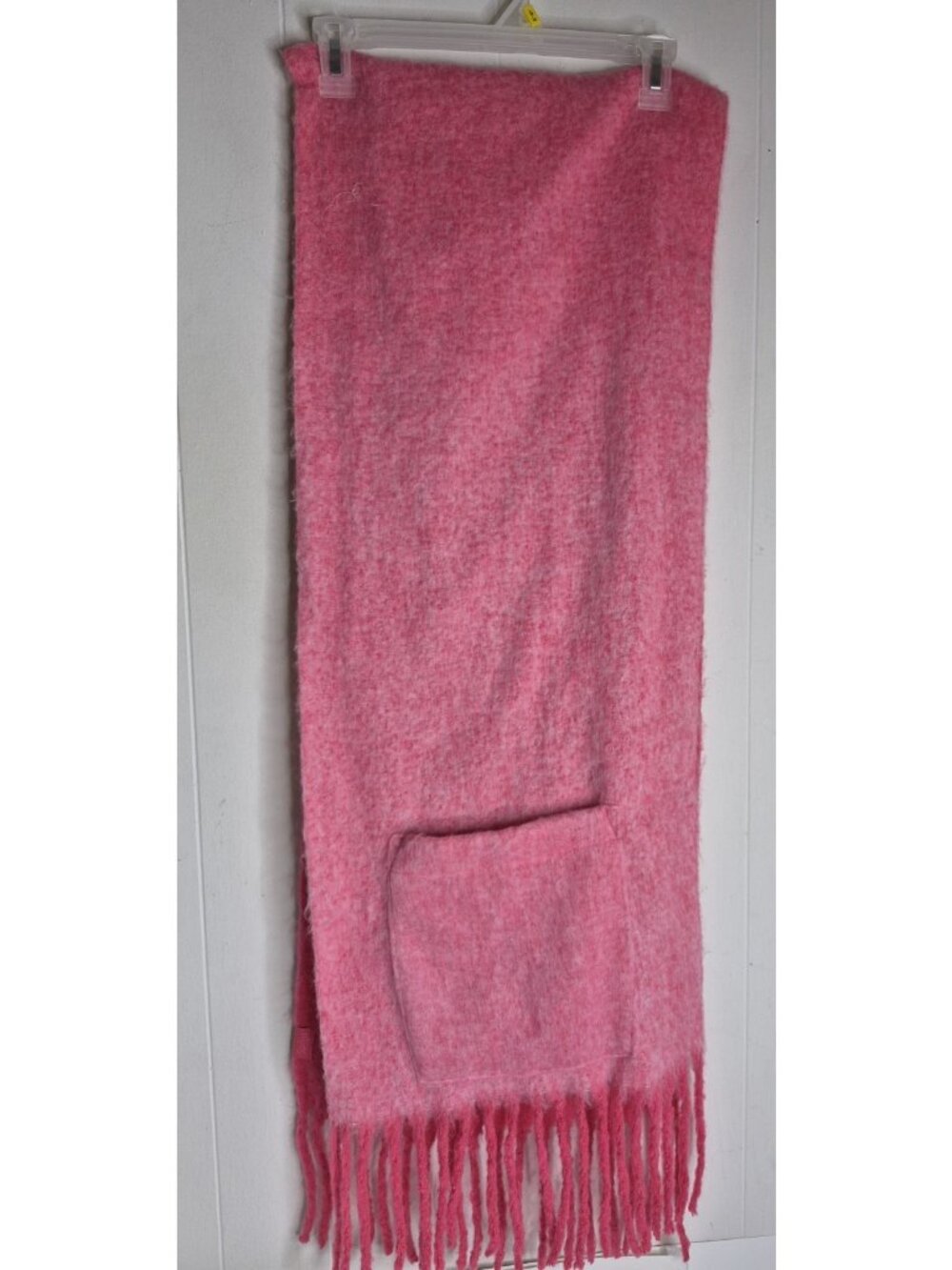 Unbranded Pink Fringe Scarf With Built In Hand Pockets
